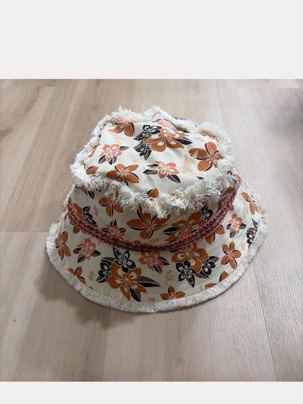 Disney Floral Fringe Moana Bucket Hat - Orange, Black, Cream